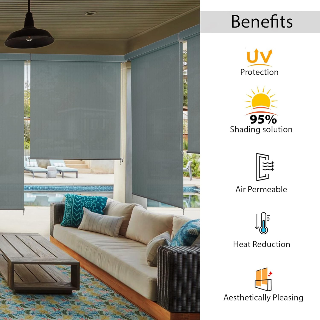 Roller Blind Curtain for Outdoor Shade HDPE Corded 95% - Image 2