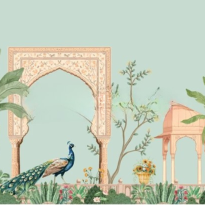 Mughal garden, arch, peacock, plant